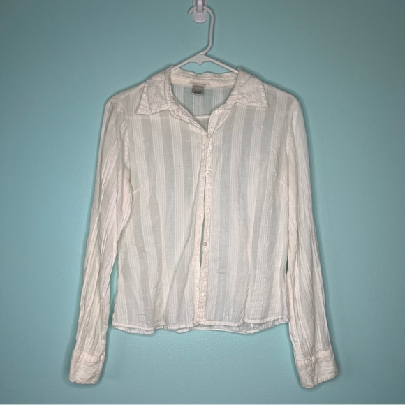 American Rag Off White Long Sleeve Light Weight Boho Button Down Women’s Medium - Picture 1 of 4